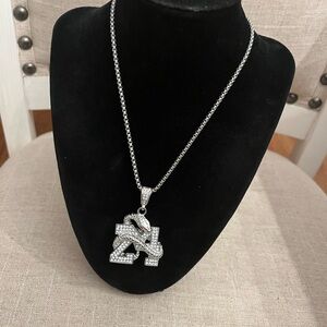Dazzling Stainless Steel Iced Out 24, Snake Pendant Necklace